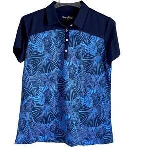 Court Haley Women's Blue Patterned Golf Polo Shirt Medium NEW